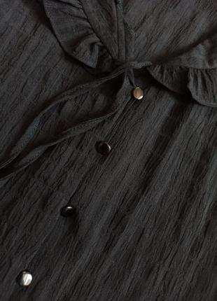 Чёрная блуза с большим воротником и рюшами/с короткими рукавами фонариками3 фото