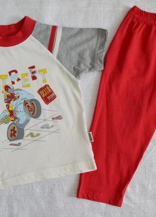 Дитяча літня піжама street червона: футболка і штани (86-140 р. см) (oztas, туреччина)1 фото