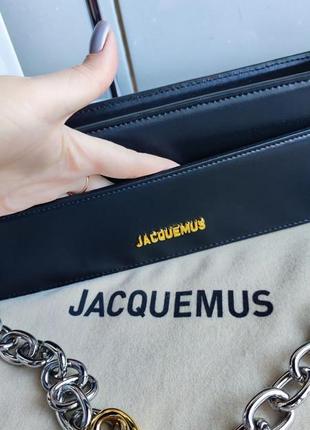 Сумка шкіряна у стилі jacquemus з ланцюжком6 фото