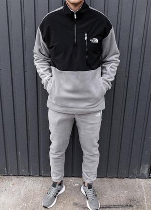 Очень качественный мужской спортивный теплый костюм на флисе серо черный крутой стильный клеящийся