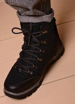 Ботинки мужские черные, зима6 фото