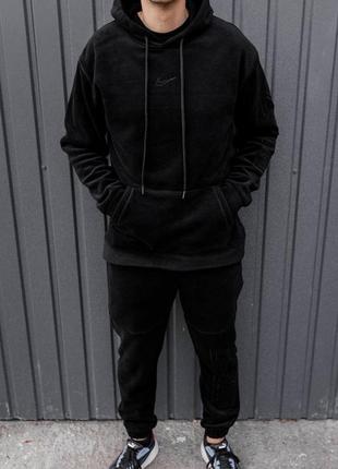 Мужской спортивный флисовый костюм черного цвета кота качество теплое зима осень весна