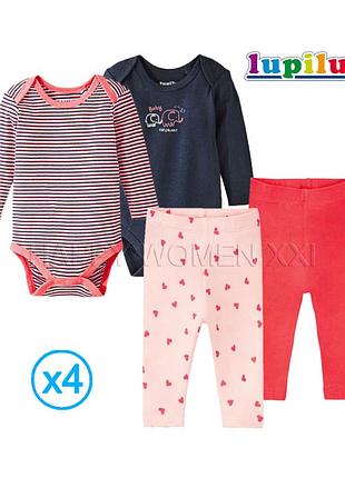 2-6 мес набор для девочки детский бодик лонгслив штаны лосины ползунки боди длинный рукав комлект