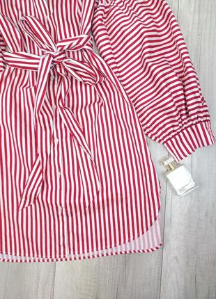 Платье-рубашка armani exchance с длинным рукавом красное в белую полоску размер 10/44 (l)6 фото