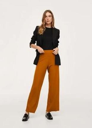 Стильные брюки палаццо в рубчик mango кирпичного цвета1 фото