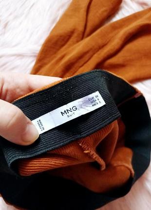 Стильні штани палаццо в рубчик mango цегляного кольору5 фото