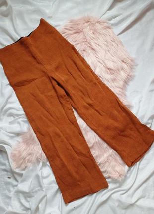 Стильні штани палаццо в рубчик mango цегляного кольору2 фото