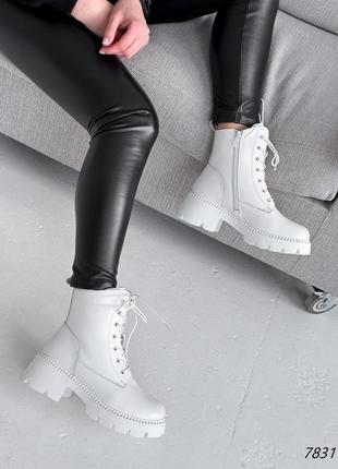 Распродажа натуральные кожаные зимние белые ботинки 41р.4 фото