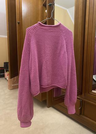 Светло розовый вязанный свитер3 фото