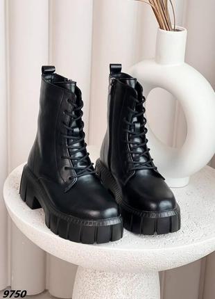 Черные зимние ботинки женские, сапоги 23,5-26,5см