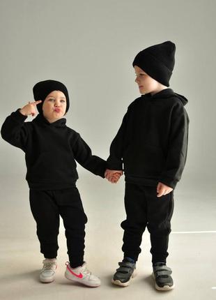Спортивний костюм унісекс для дівчаток та хлопчиків теплий прогулянковий на флісі з капюшоном зима