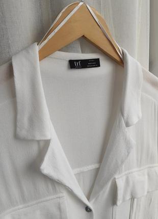 Белая рубашка с накладными карманами от zara размер s7 фото