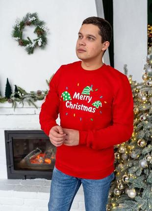 Теплый свитшот с новогодним принтом merry christmas / свитер кофта с начесом2 фото