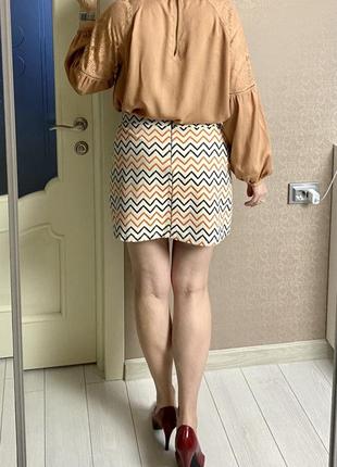 Короткая юбка с имитацией шорт, трикотажная короткая юбка а-силуэт4 фото