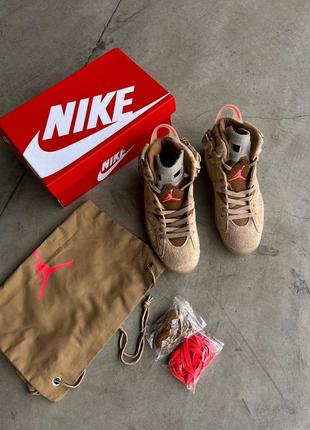 Кросівки nike aj retro 6 x travis scott british khaki