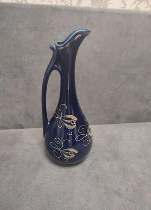 Великий кувшин золоті квіти кобальт радянська ссср фарфоровий керамічний графін глечик