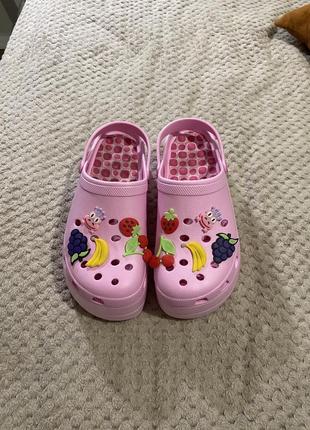 Crocs кроксы резиновые тапки на платформе1 фото