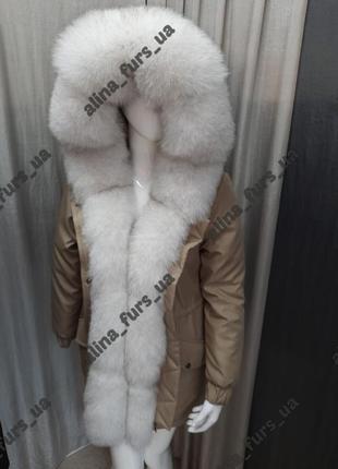 Экохутро, зимняя женская куртка парка пуховик с эко мехом6 фото