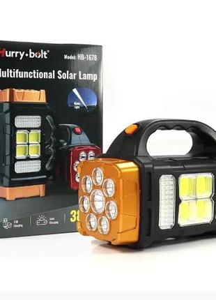 Ручний ліхтарик solar hurry bolt hb-1678 ліхтар світлодіодний