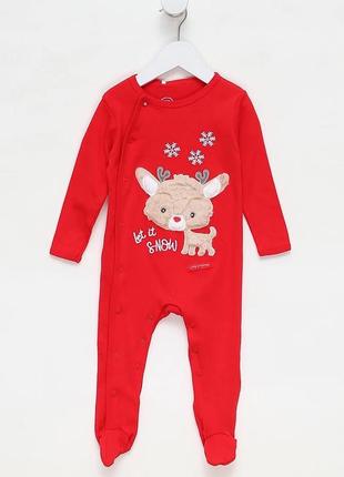 Новогодний хлопковый человечек слип пижама для младенцев cool club