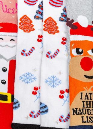 Комплект жіночих шкарпеток новорічних, колір червоний, білий, світло-сірий, 151r2634 фото