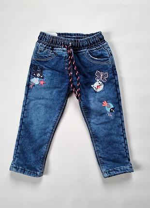 Теплі зимові джинси на махрі на флісі на дівчинку сині