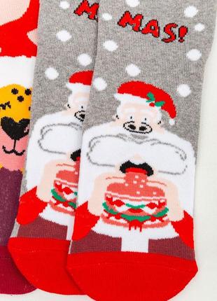 Комплект женских носков новогодних 3 шт., цвет бежевый, светло-розовый. светло-серый, 151r2674 фото
