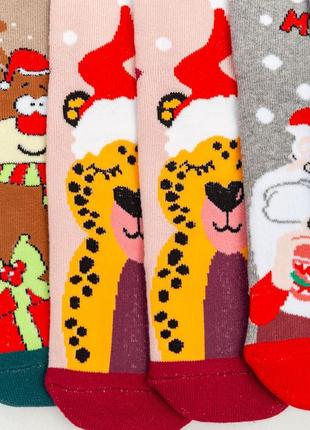 Комплект женских носков новогодних 3 шт., цвет бежевый, светло-розовый. светло-серый, 151r267
