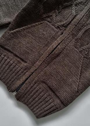 Вязаный свитер на мальчика на замочке под горло коричневый серый7 фото