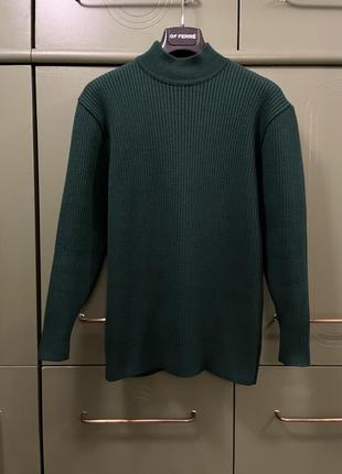 Плотный свитер в рубчик, пуловер, кофта, изумрудный цвет1 фото