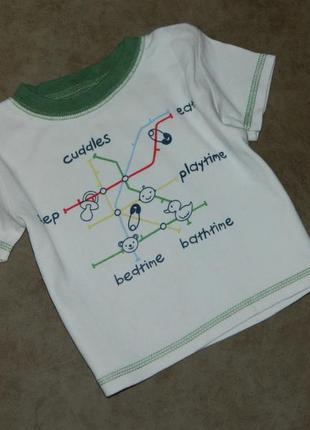 3-6 мес. футболка белая с зеленым на малыша george.