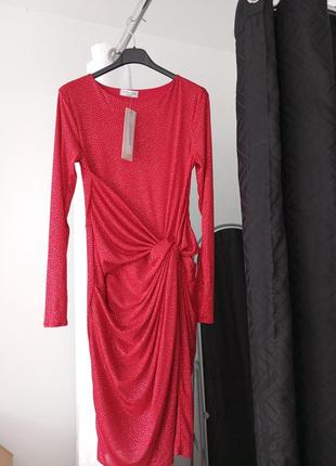 Красное платье на длинный рукав. вечернее платье2 фото