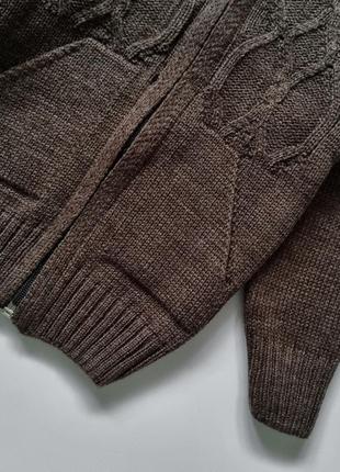 Вязаный свитер на зиму на замочке под горло на мальчика коричневый серый4 фото