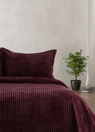 Шикарні покривала 220х240 однотонні з наволочками, покривало на двоспалку фіолетовий