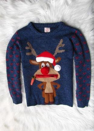 Вязаная кофта свитер джемпер олень рудольф новогодний новый год рождественский christmas george1 фото