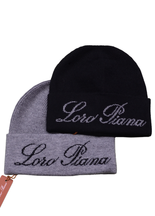 Loro piana шерстяна шапка чорна сірі кашемірова шерстяна з логотипом бренд класика