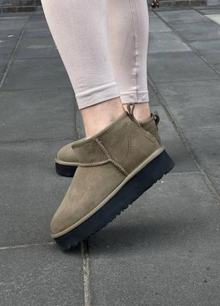 Ugg ultra mini platform khaki угги на высокой платформе