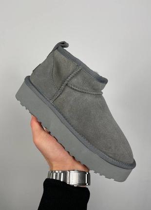 Ugg ultra Foam platform grey угги на высокой платформе серые