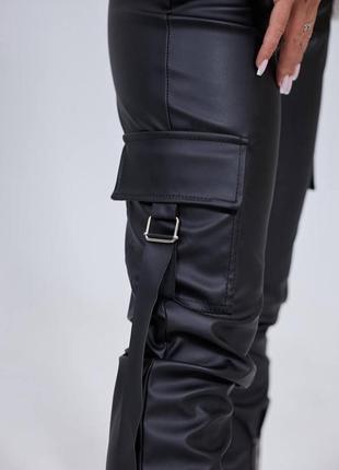 Теплые брюки из экокожи 💥7 фото