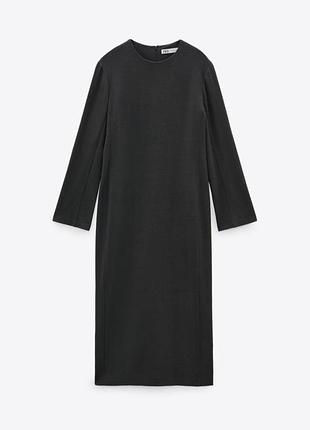 🩶якісне графітове шерстяне плаття міді/максі від преміум сегменту zara 87% шерсть! 4 % еластан 😍