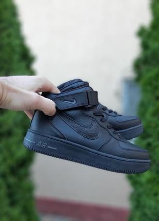 Мужские кроссовки nike air force 1' 82 высокие черные скидки sale/smb