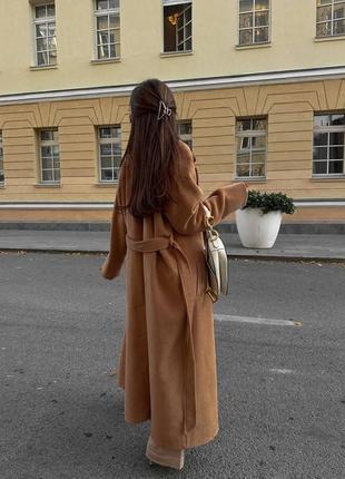 Женское утепленное кашемировое длинное пальто с поясом размер универсальный 42-465 фото