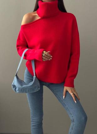 Стильний светр з розрізом на одне плече 🔥6 фото