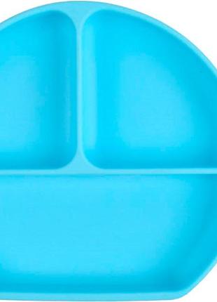 Набор силиконовая трех-секционная тарелка y9 и ложка с удержанием формы синий (n-10049)