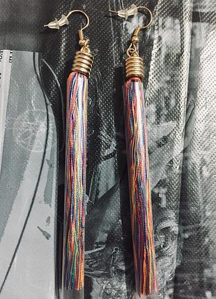 Серьги кисточки разноцветные