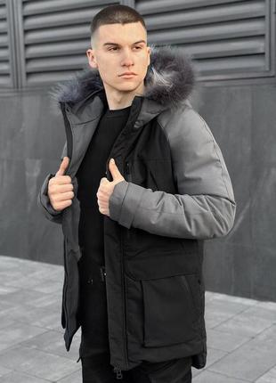 Парка мужская зимняя с капюшоном pobedov seniora udacha gray2 фото