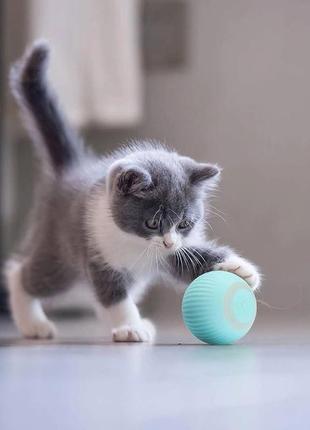 Інтерактивна іграшка для котів розумний м'яч блакитний5 фото