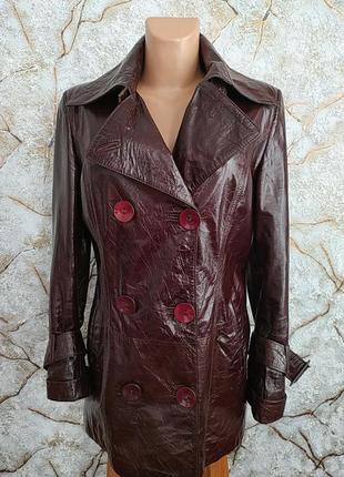 Актуальный кожаный двубортный тренч