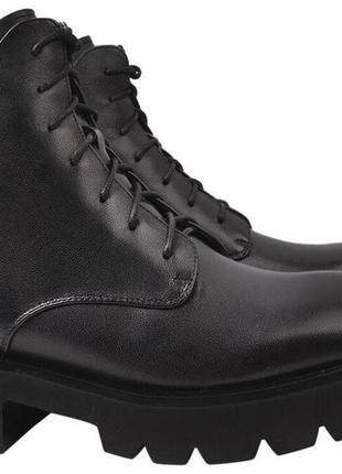 Ботинки женские из натуральной кожи, на платформе, на шнуровке, черные, geronea, 38