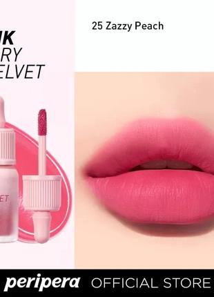 Стійкий тинт для губ peripera ink airy velvet #25 zazzy peach 4 гр2 фото